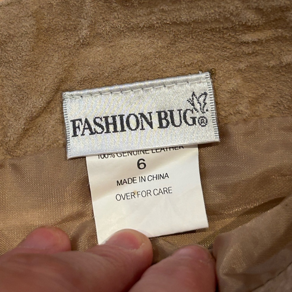 Vintage Y2K Fashion Bug Leather A-Line Skirt Tan Size 6 - Picture 3 of 11